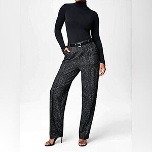 SPANX NWT! Ponte Barrel Leg Herringbone Pants In Birmingham Black Womens Sz XL